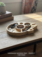 Angular starship-shaped wooden catchall tray