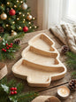 Layered fir wood Christmas tree tray with three compartments