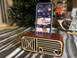 Mahogany and birch retro acoustic phone holder